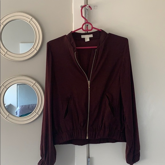 H&M Jackets & Blazers - H&M Burgundy Silk Jacket
